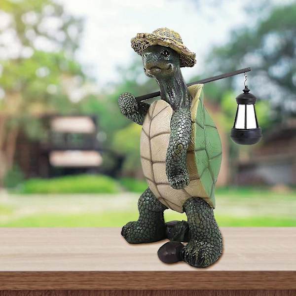 Skulptur af skildpadde - Kunstnerisk skildpaddestatue - Ornament til fehave - B