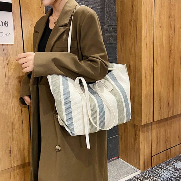 Skuldertaske Shopping Casual Taske Genanvendelige Indkøbsposer Shoppingtasker White