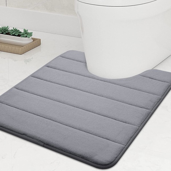 U-formet hukommelsesskum toiletbade måtte hukommelsesskum tæpper Gray