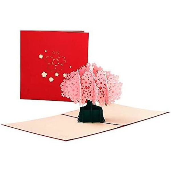 Kirsikankukka Pop Up -kortti, vuosipäiväkortti, 3D-onnittelukortti, Pop Up -kortti vaimolle äidille tyttöystävälle, Pop Up -syntymäpäiväkortti, äitienpäiväkortti, lahjakortti
