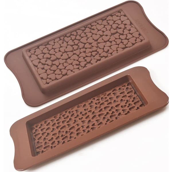 Silikone Chokoladeforme, Hjerteformede Chokolade Cookieforme, Hjemmelavede Protein- og Energibarforme, 4-pak