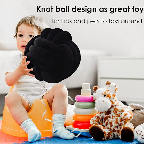 Knudebold kastepude, hvid rund knudet plys pude accent pude til preppy, æstetisk & søde dekorative puder til sofa, seng, stue, F