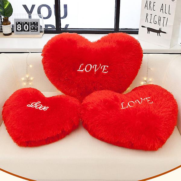 Hjärtformad kudde plysch dekorativ slängkudde Sovkudde för alla hjärtans dag födelsedag och julklappar (röd)