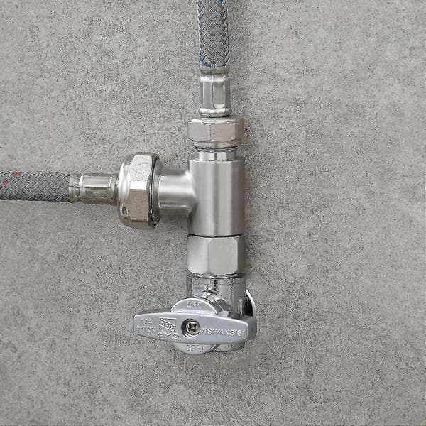 3-vejs 3/8\" og 1/2\" Adapter T-stykke - Rustfrit stål T-fitting, Børstet Nikkel