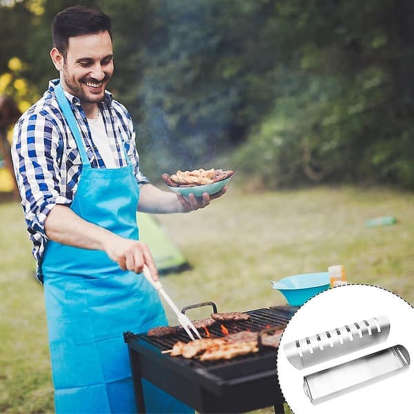 BBQ-rökare med hål för sågspån, utomhusgrill, träblock, sågspån, doftlåda (1 st)