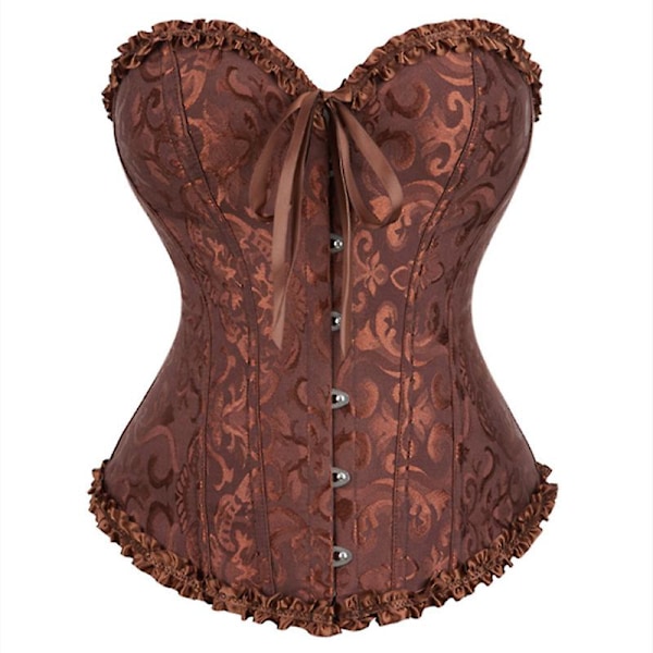 Mimigo Naisten Pitsi Nauha Takana Seksikäs Kukallinen Korsetti Naisille Alusvaatteet Bustier Yläosa Pluskoko BROWN XL