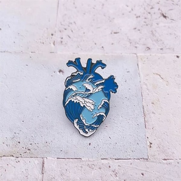 Emalj Pins för Ryggsäckar Hjärta Pin Rolig Emalj Slipsnål Brosch Pin Badge för Män Kvinnor Pojkar Flickor Hjärtorgan Söt Estetisk Pin för Hatt Väska(Blå)