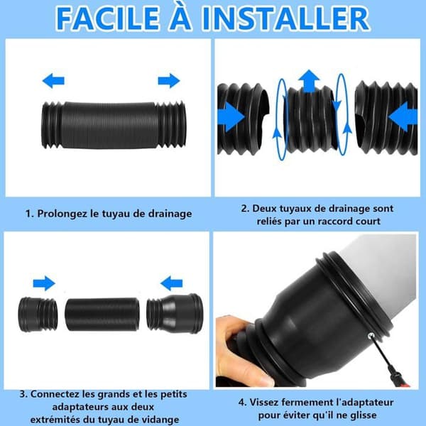 Flexibel stuprörsförlängningssats – Passar 90/100 mm stuprör, justerbar längd 35–100 cm (svart, 2-pack)