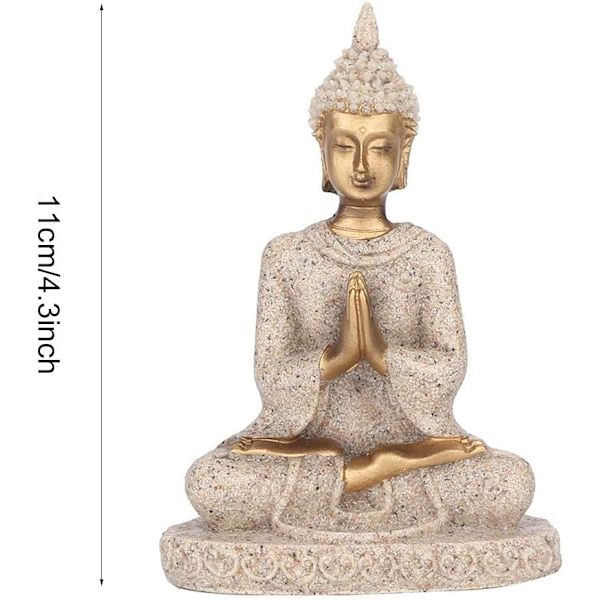 Håndlavet håndværk hjem ornament Buddha håndværk, udskæringsstatue, Buddha-statue, Buddha-figur til fødselsdagsgave til hjem til kontordekoration (en guld)