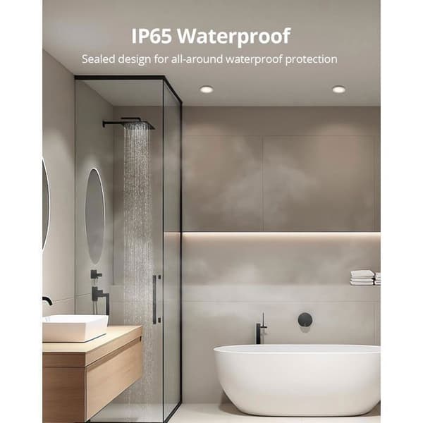 Indbyggede LED Badeværelses Spots IP65, 6 x 5W Dæmpbare LED Spots 4000K Neutral Hvid 400LM, Ekstra Flade 35mm Indbyggede Spots