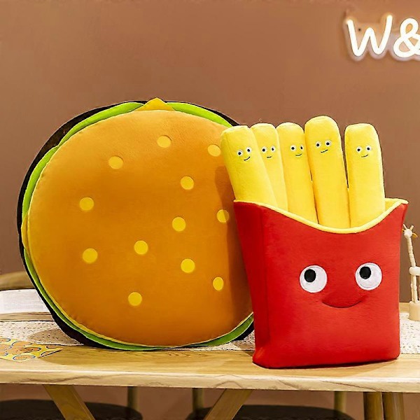Burger Pude Plys, Bedårende Udstoppede Cheeseburger Mad Legetøj, Børnegave 40cm