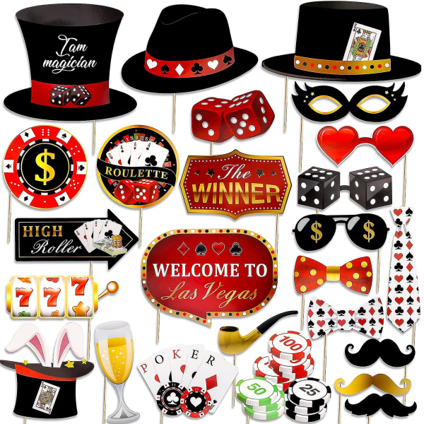 Las Vegas Casino Fotoboks Rekvisitter Sjov Diy Poker Tema Selfie Rekvisitter Kit