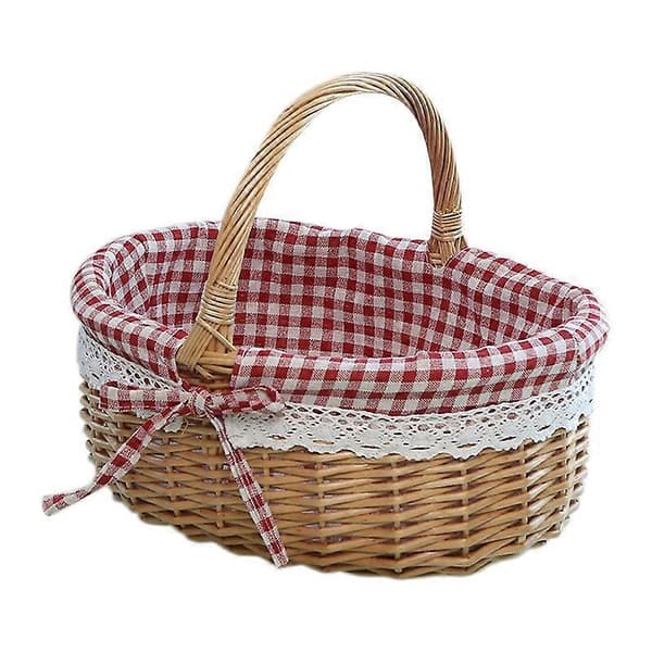 Presentkorgar i rotting Tom Oval Pil Vävda Picknickkorg med Handtag Bröllopskorg Liten