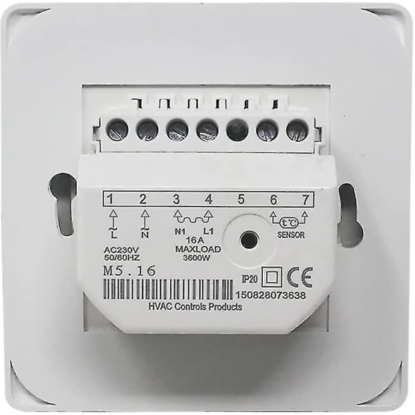 Manuaalinen sähköinen lattialämmitystermostaatti AC 220v M5 .16A anturilla, mekaaninen lattialämmityksen termostaattisäätö [energialuokka A+++]