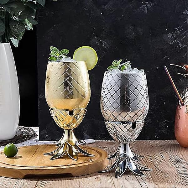 Ananas Ispand med Låg Drikkespand Metal Rustfrit Stål Ispand, Cocktailtilbehør til Drinks