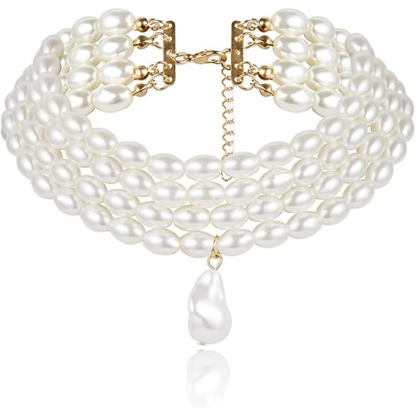 Crday Vintage Perle Choker Halskæder Perle Perle Choker Kæde 20'erne Flapper Gatsby Gave