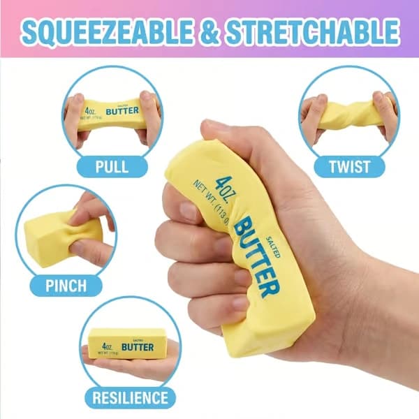 2-pack Smör Squishy Leksaker, Långsamt Stigande Dumpling Squishy Klämleksaker för Sensorisk Stresslindring, Presenter för Pojkar, Flickor, Vuxna, Stress 2pcs Butter Squishy Toys