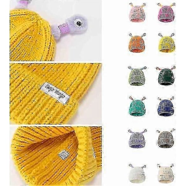 Vinter Forældre-barn Sød Glødende Lille Monster Strikket Hat, Sjov Sød Monster Beanies Cap, Sjov Glødende Monster Strikket Hat Gray