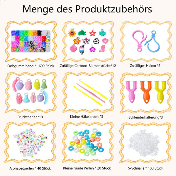 Loom Bands Set, Loom Bands Tilbehør Fargerike Gummibånd Loops Gummisett