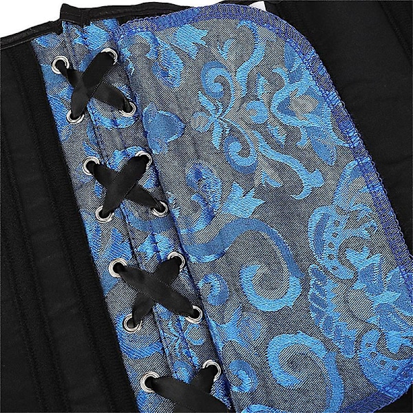 Mimigo Kvinnors Snörning Bak Snygg Blommig Korsett För Kvinnor Lingerie Bustier Topp Plus Storlek BLUE L