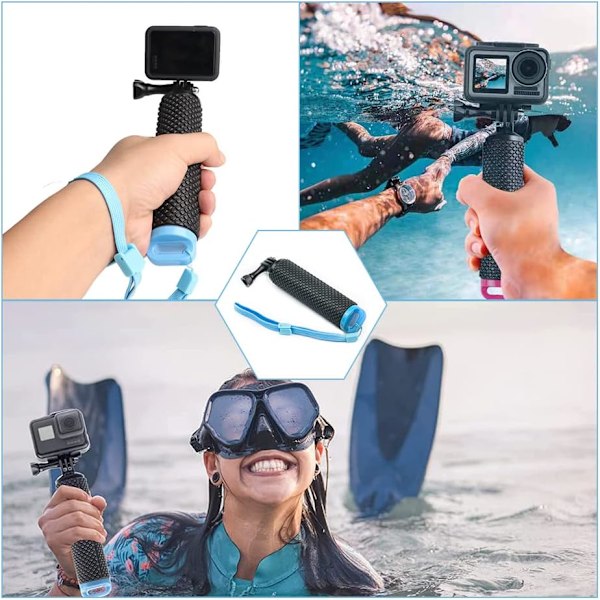 Vedenkestävä kelluva kädensija, kannettava kelluva kahva GoPro-yhteensopiva, kelluvat asusteet säädettävällä rannehihnallla action-kameroille