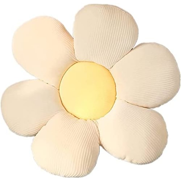 Söpö kukkalattiatyyny Tyyny Tyyny Tyyny Indie-huoneen sisustustyyny teinille Tweens Tytöille pehmotäytetty lelu (beige terälehti + keltainen ydin, 60 cm)