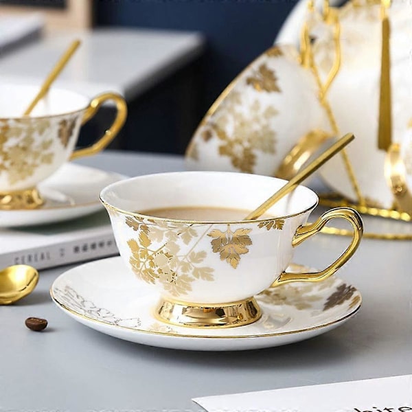 Kaffekop Keramisk kaffekop og underkop, eksklusiv engelsk tekop, kaffekop til hjemmet, velegnet til blomsterte, forskellige specialkaffe kaffe-/tekop