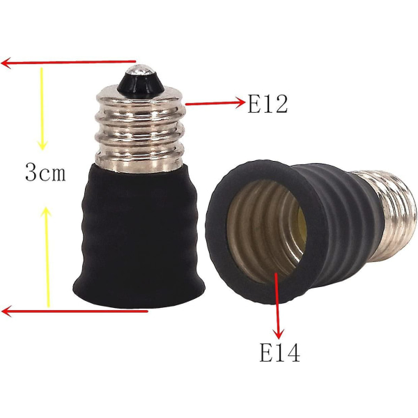 E12 E14-lamppuputken sovitin, lamppuputken sovitin hehkulampuille, LED-, halogeeni- ja energiansäästölampuille (10 kpl, musta)