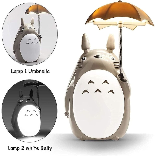 Totoro led-yövalo lapsille, ladattava USB lukupöytälamppu, sarjakuva söpö eläin, poikien tyttöjen makuuhuoneen sisustus