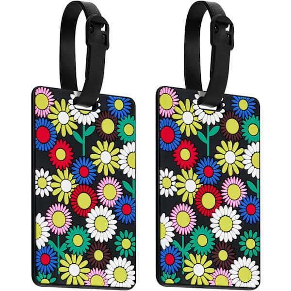 Bagageetiketter 2-pack, bagageetiketter resväskans ID-etiketter visitkortshållare/rese-ID-bagageetikett (solros)