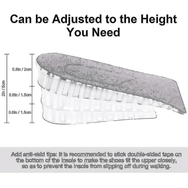 2 par hælløftinnlegg Høydeøkning Innersåle Usynlig forhøyning