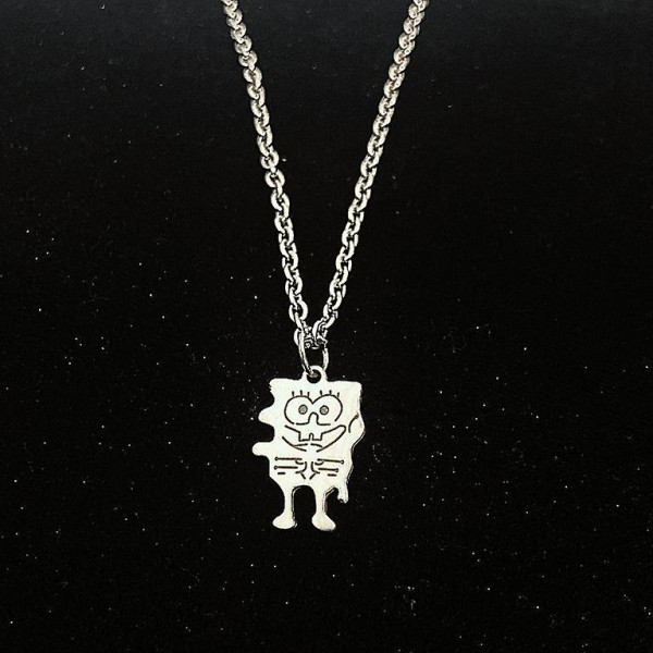 Spongebob Squarepants Pie Big Star Par Titanium Stål Halsband Bleknar Inte 2 st Silver