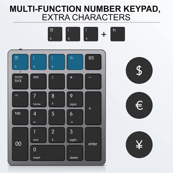 Wireless Rechargeable Numeric Keypad 26 Keys Slim Number Pad With Mini Usb Receiver Portable Financial Accounting Pad For Laptop