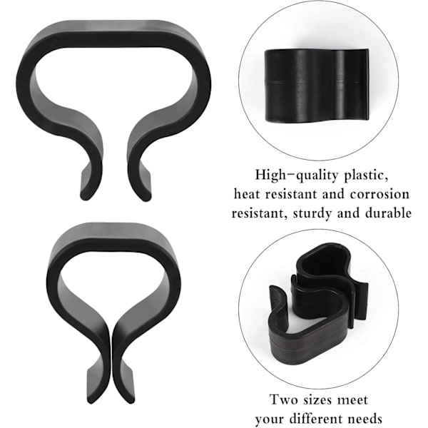 12 stk. Havemøbelklips, Anti-Slip Terrasse Møbelklips Sorte Justeringsklips Udendørs Terrassebeslag Segmenterede Forbindere (4cm, 5.7cm)