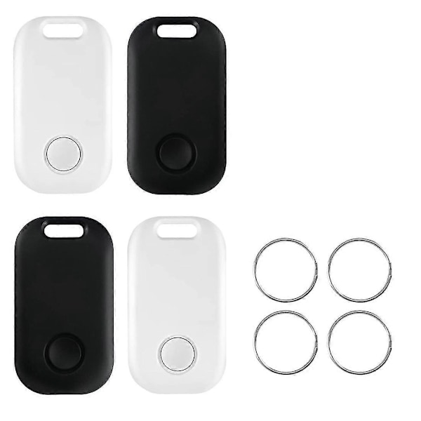 4 st Svarta Vita Nyckellokalisatorer, Bluetooth Tracker för Nycklar Husdjur Plånböcker och Skolväska, Nyckelhittare Smarta Trackers