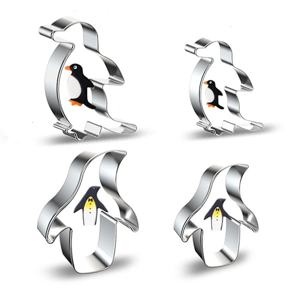4 st Cookie Cutters i rostfritt stål Material Pingvinformade bakverktyg