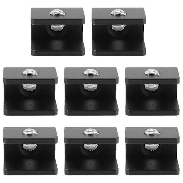 8 stk. sorte hyldebeslag i glas, hyldebeslag i glas, hyldeklemme i glas, hyldehardware i glas