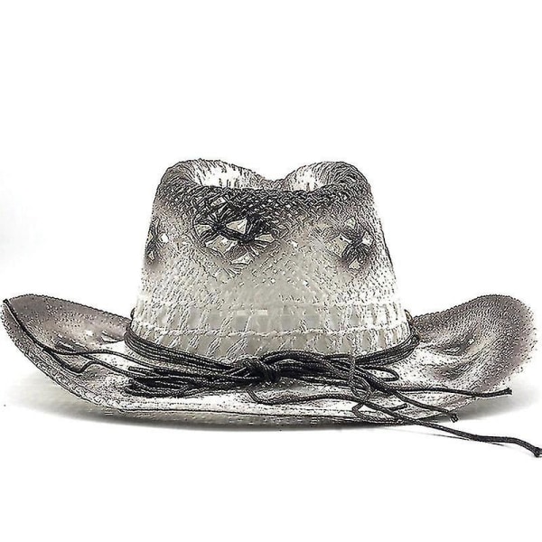 Dam Halm Hollow Western Cowboy Hat Lady Handgjord Bohemia Feather Sombrero Gift_fs