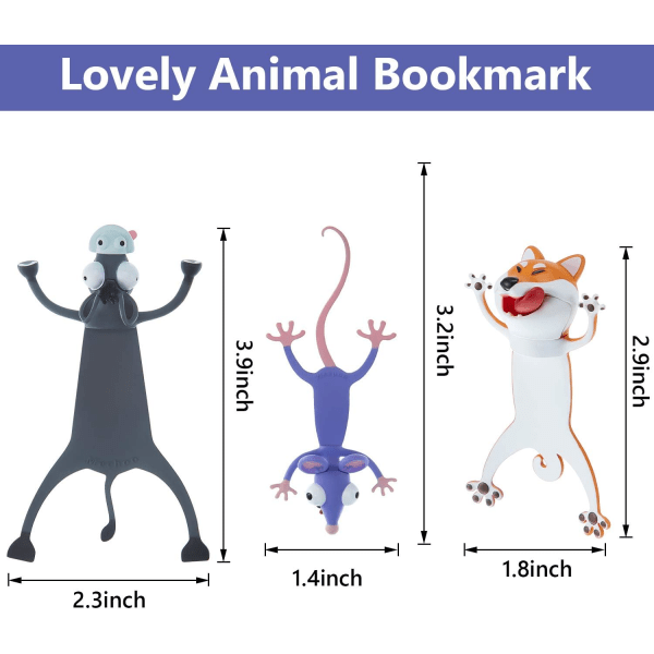 3D tecknat djur bokmärke