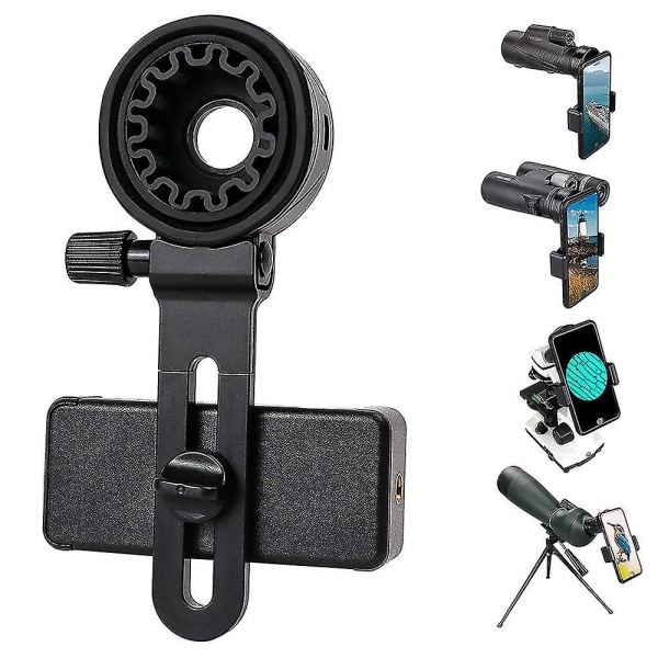 Universal teleskoptelefonadapter - kompatibel med kikare, monokulär, mikroskop, spottingskop - Smartphonehållare Clip Bracket Mount