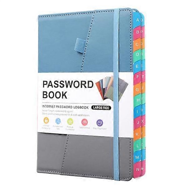 Alfabetiske faner Hardcover Password Keeper Bog til internetadgangskoder Webstedsadresser Notesbog blue
