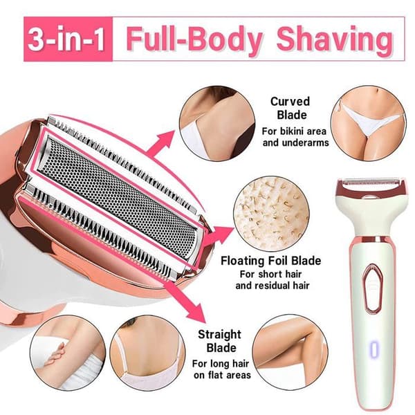 4-i-1 Elektrisk Epilator til Kvinder / Multifunktionelt Elektrisk Epilatorsæt / Bikini Trimmer til Kvinder, Hvid