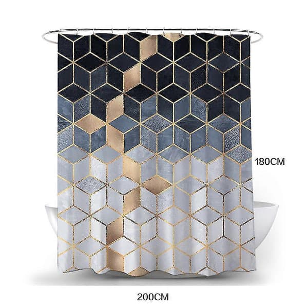 Moderne Geometrisk Vandafvisende Bruseforhæng til Badeværelset Grey 180x200cm
