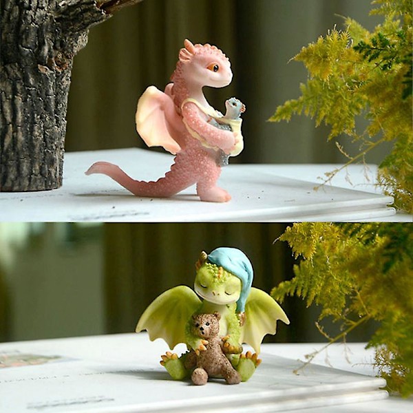 Söt Drakstaty Landskap Resin Figurer Trädgårdshantverk Dekorationer Djurprydnader Hem Drawing Dragon