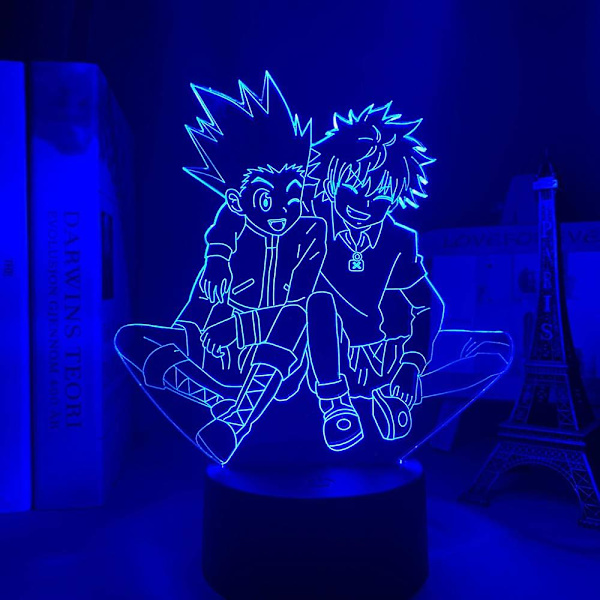 Wekity 3D nattlampa Akryl 3D lampa Anime Hunter X Hunter Killua och Gon för sovrumsdekor Nattlampa Födelsedagspresent LED nattlampa Manga Killua