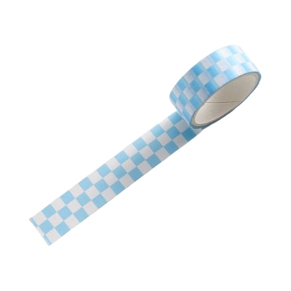 1 Rull Washi Tape Lim Klebende Klar Trykk Avtakbar Fade-resistent Scrapbooking Washi Sjakkbrett Mønster Papir Tape For Barn Blue