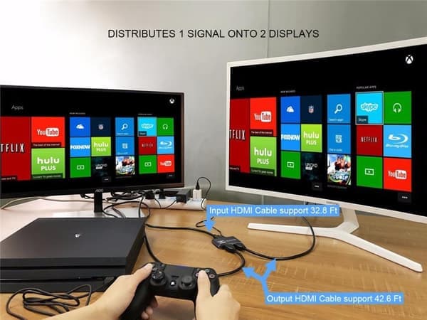 HDMI-splitter 1x2 för 2 skärmar 3D/4K/1080p
