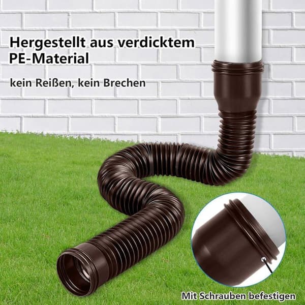 Flexibel stuprörsförlängningssats, passar 90/100 mm stuprör, justerbar längd 35–100 cm (brun, 2-pack)