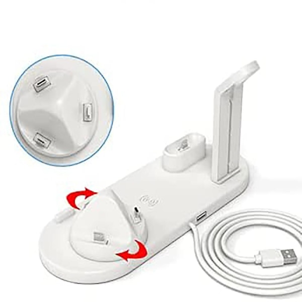 4 i 1 ladestasjon Multi-enhet trådløs ladestasjon 3 i 1 Multi-enhet lader for Iphone Samsung Airpods Iwatch-hvit