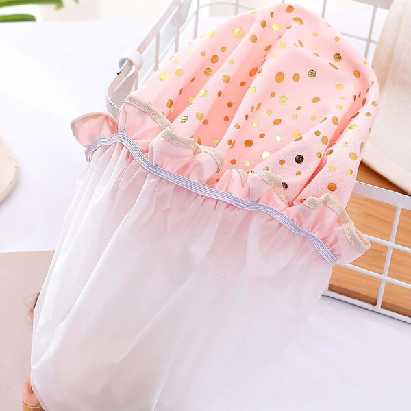 3 st Duschmössa, Återanvändbar Dubbellagers Badmössa, med Elastiskt Band Duschmössa för Kvinnor Långt Lockigt Hår, för Kvinnor Flickor Dam Spa Salong (Polka Dot)